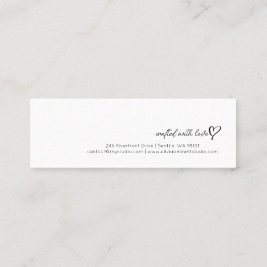 Script Heart Earring display holder Mini Visitekaartje (Achterkant)