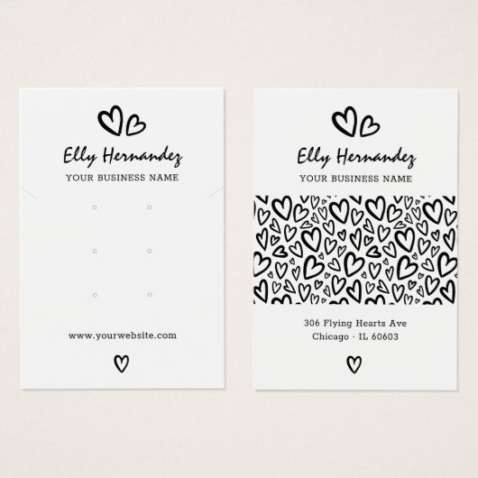 Script Heart Earring Ketting Sieraden Display Kaar Visitekaartje (Voorkant /achterkant)
