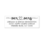 Script Heart Mr Mrs Pas getrouwd Retouradres Zelfinktende Stempel (Design)