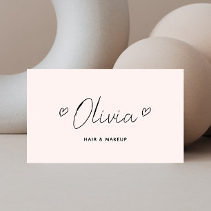 Script Hearts Minimalist Pastel Roze Visitekaartje
