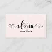 Script Hearts Minimalist Pastel Roze Visitekaartje (Voorkant)