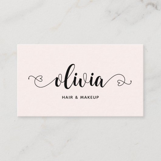 Script Hearts Minimalist Pastel Roze Visitekaartje (Voorkant)