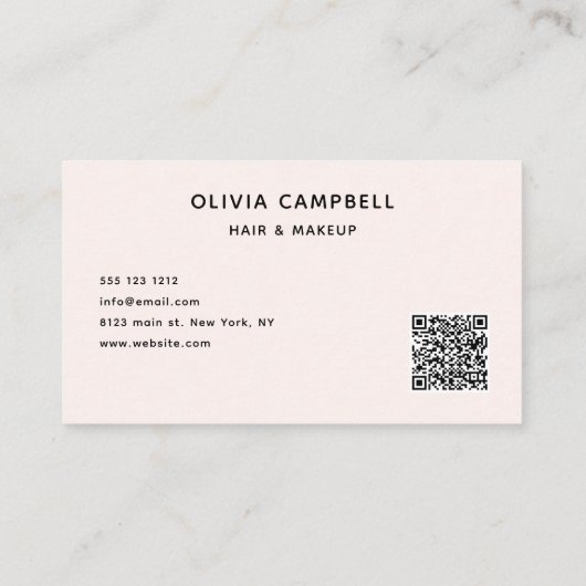 Script Hearts Minimalist QR Code Pastel Roze Visitekaartje (Achterkant)