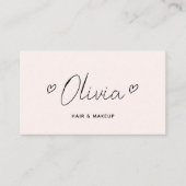 Script Hearts Minimalist QR Code Pastel Roze Visitekaartje (Voorkant)