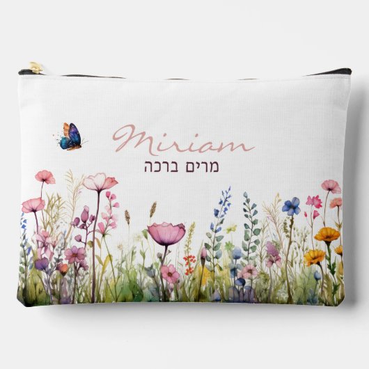 Script Hebreeuwse naam Elegant Waterverf Floral Etui (Voorkant)