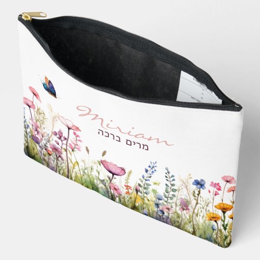 Script Hebreeuwse naam Elegant Waterverf Floral Etui (Open)