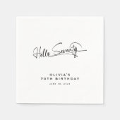 Script Hello Seventy Minimalistisch 70e Verjaardag Servet (Voorkant)