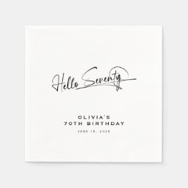 Script Hello Seventy Minimalistisch 70e Verjaardag Servet