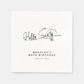 Script Hello Sixty Minimalistisch 60ste Verjaardag Servet (Voorkant)