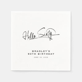 Script Hello Sixty Minimalistisch 60ste Verjaardag Servet