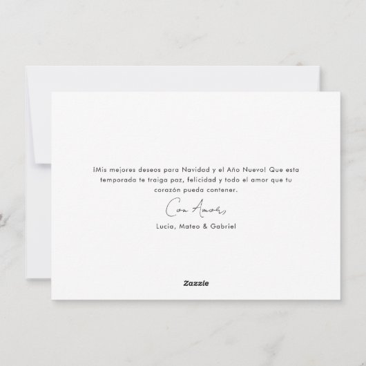 Script Hispanic Christmas Feliz Navidad Foto Feestdagenkaart (Achterkant)