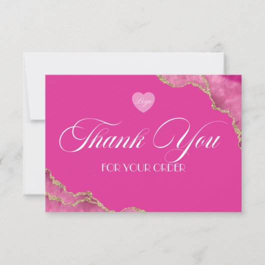 Script Hot-roze marmer Business Hartelijk dank Bedankkaart (Voorkant)
