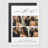 Script Huwelijksfoto Collage Save The Date Magnetische Uitnodiging (Voorkant / Achterkant)