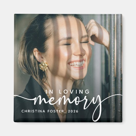 Script In Loving Memory Foto Herdenking Magneet (Voorkant)