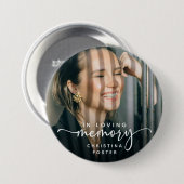 Script In Loving Memory Foto-herdenking Ronde Button 7,6 Cm (Voorkant /achterkant)