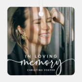 Script In Loving Memory Foto-herdenkings-Kerstoorn Metalen Ornament (Achterkant)