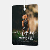 Script In Loving Memory Foto Hondengedenkteken Metalen Ornament (Voorkant links)