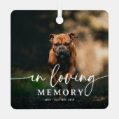Script In Loving Memory Foto Hondengedenkteken Metalen Ornament (Achterkant)
