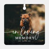Script In Loving Memory Foto Hondengedenkteken Metalen Ornament (Voorkant)