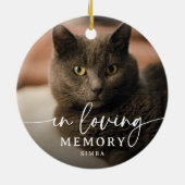 Script In Loving Memory Foto Kat Herdenking Keramisch Ornament (Achterkant)