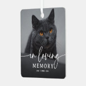 Script In Loving Memory Foto Kat Herdenking Metalen Ornament (Voorkant links)