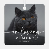 Script In Loving Memory Foto Kat Herdenking Metalen Ornament (Achterkant)