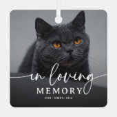 Script In Loving Memory Foto Kat Herdenking Metalen Ornament (Voorkant)