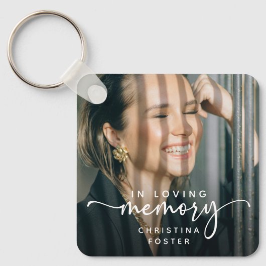 Script In Loving Memory Photo Memorial Sleutelhanger (Voorkant)