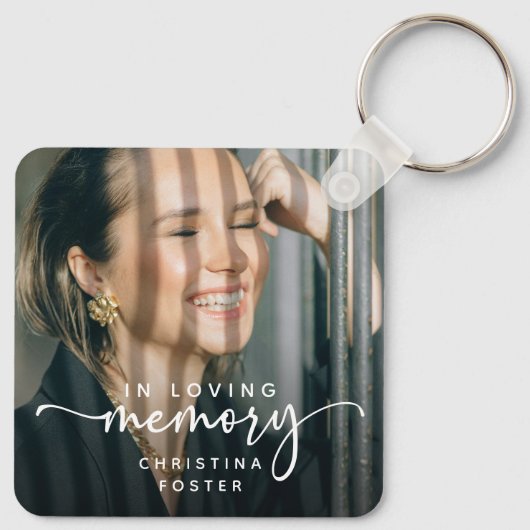 Script In Loving Memory Photo Memorial Sleutelhanger (Achterkant)