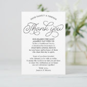 Script in plaats van gunsten bedankplaatskaart aankondiging (Staand voorkant)