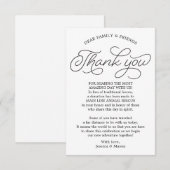 Script in plaats van gunsten bedankplaatskaart aankondiging (Voorkant / Achterkant)