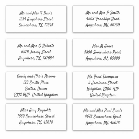 Script Individuele ontvanger Naam Adres Verzending Sticker (Voorkant)