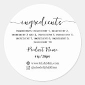 Script ingrediënt Product Label Sticker (Voorkant)
