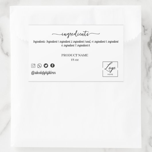Script Ingredient Product Label Sticker (Tas)