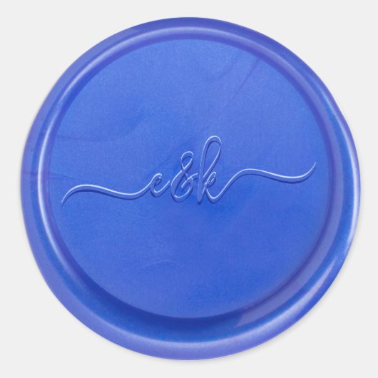 Script Initiaal Blue Quartz Wax Seal Sticker (Voorkant)