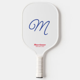 Script Initiaal Elegant Rood Wit Blauw Gepersonali Pickleball Paddle