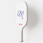 Script Initiaal Elegant Rood Wit Blauw Gepersonali Pickleball Paddle (Links)