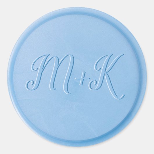 Script Initiaal Linen Blue Wax Seal Sticker (Voorkant)