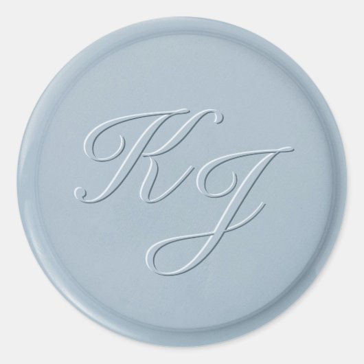 Script Initiaal Stusty Blue Wax Seal Sticker (Voorkant)