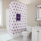 Script Initialen Blush & Violet Stripes, Flowers Douchegordijn (In situ)