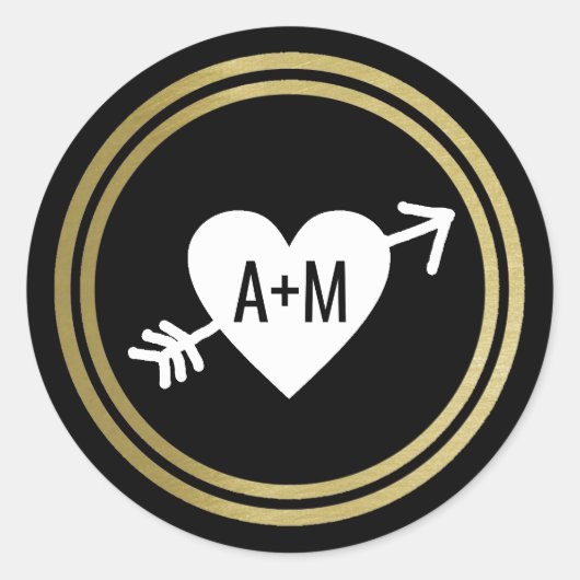 script initialen verticale liefde bruiloft ronde sticker (Voorkant)