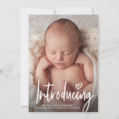 Script Introducing Heart Baby Photo Blank terug Bedankkaart (Voorkant)