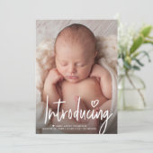 Script Introducing Heart Baby Photo Blank terug Bedankkaart (Staand voorkant)