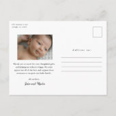 Script Introductie Baby Foto Bedankt Briefkaart (Achterkant)