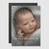 Script Introductie Baby Foto Bedankt Magnetische Uitnodiging (Voorkant / Achterkant)