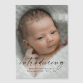 Script Introductie Baby Foto Bedankt Magnetische Uitnodiging (Voorkant)