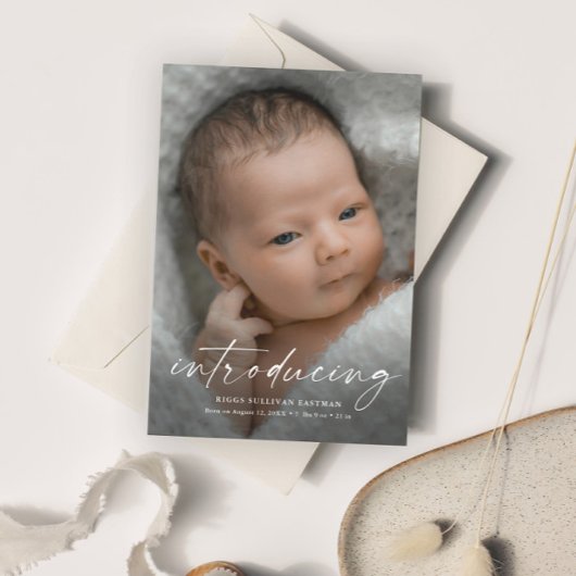 Script Introductie Baby Foto Bedankt Magnetische Uitnodiging