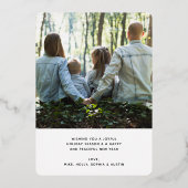 Script Joy 2 Foto Eenvoudig Modern Minimalistisch Folie Feestdagenkaart (Achterkant)