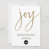 Script JOY - Goud Wit - Zakelijke Logo Feestdagenkaart (Voorkant)