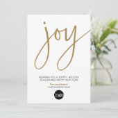 Script JOY - Goud Wit - Zakelijke Logo Feestdagenkaart (Staand voorkant)